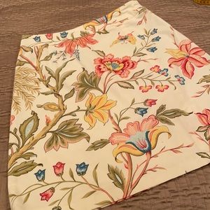 Talbots skirt, flower print, cotton blend, size 6P